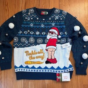 Spencer's Festive Navy Blue Santa Sweater